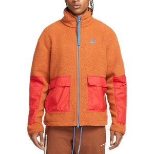 NEW Nike Loose Fit SHERPA FLEECE Full-Zip JACKET Men's Size XL DD5021-246 Orange
